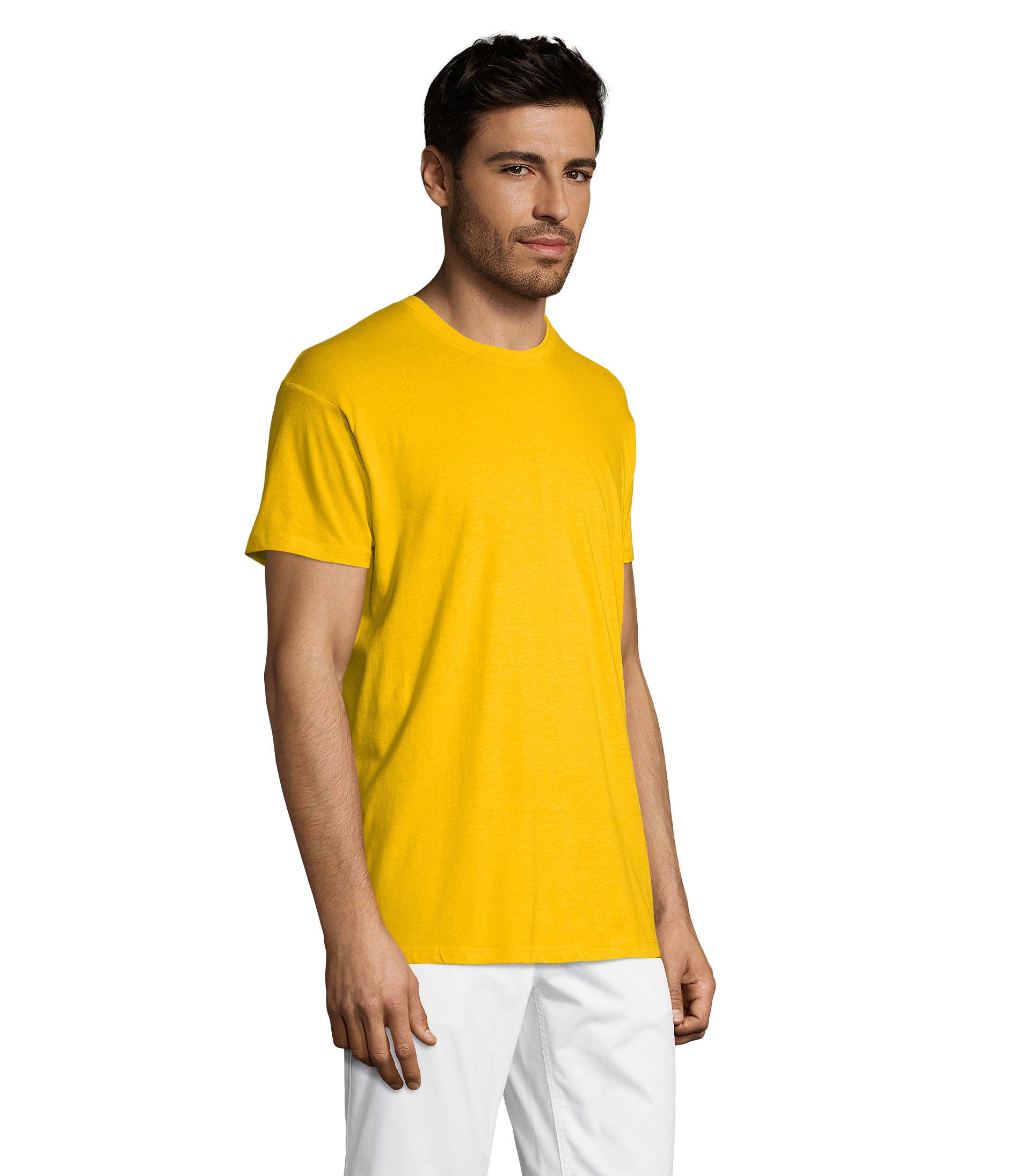 T-shirt unissexo de cor amarelo