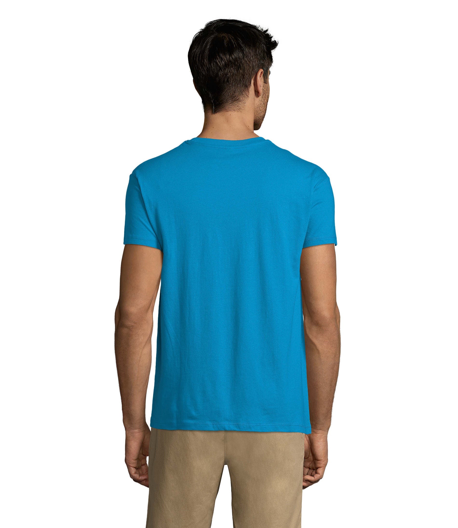 T-shirt unissexo de cor azul aqua/água