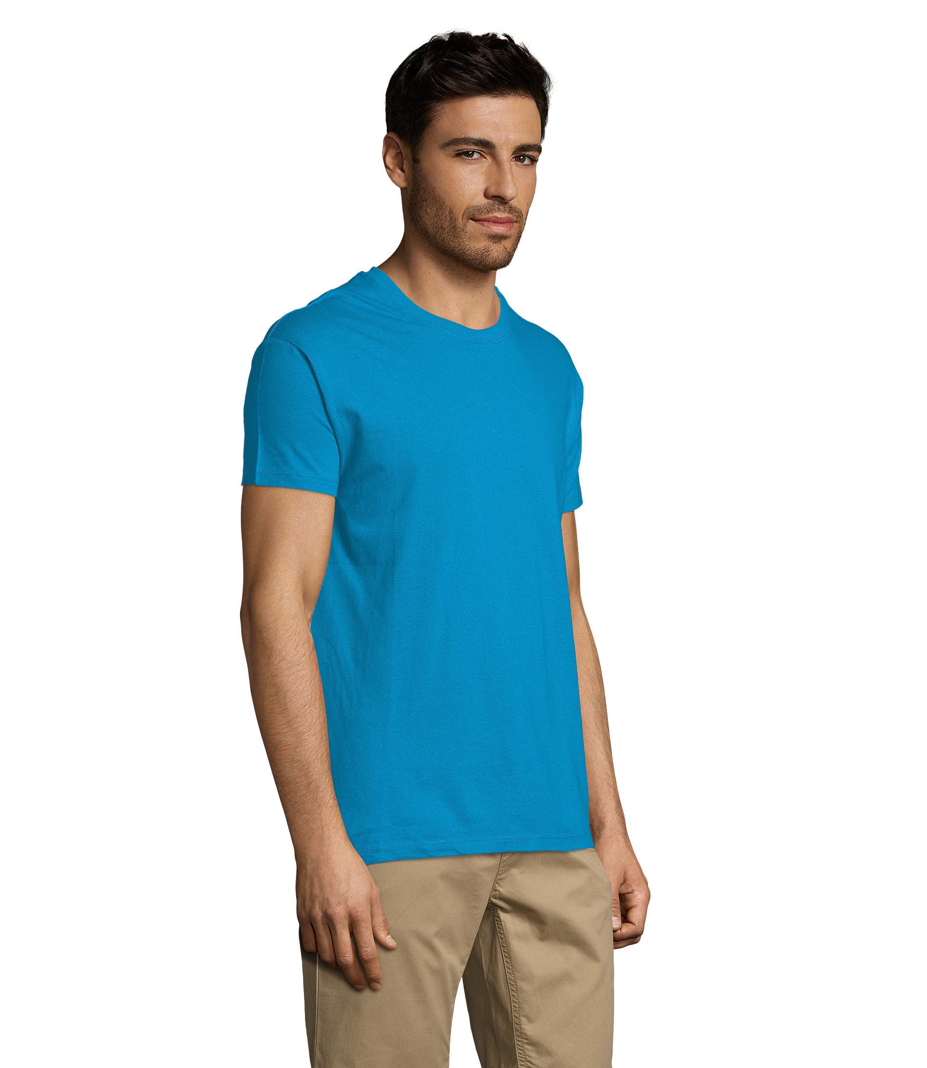 T-shirt unissexo de cor azul aqua/água