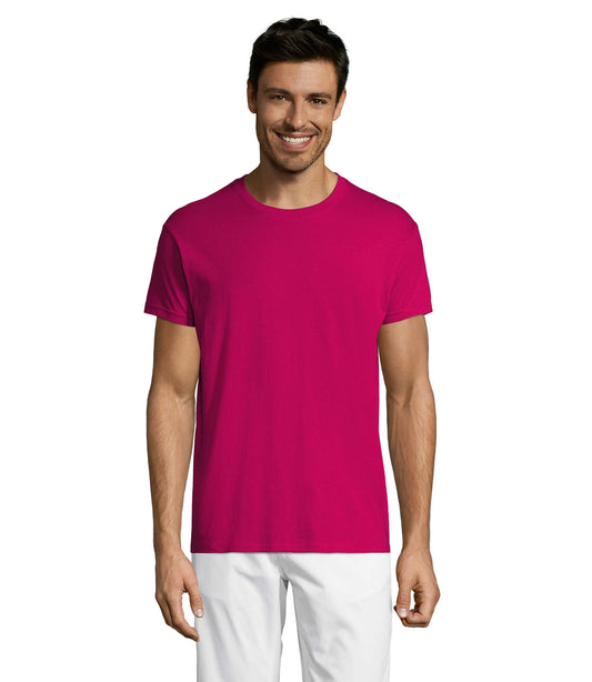 T-shirt unissexo de cor cor-de-rosa fushia