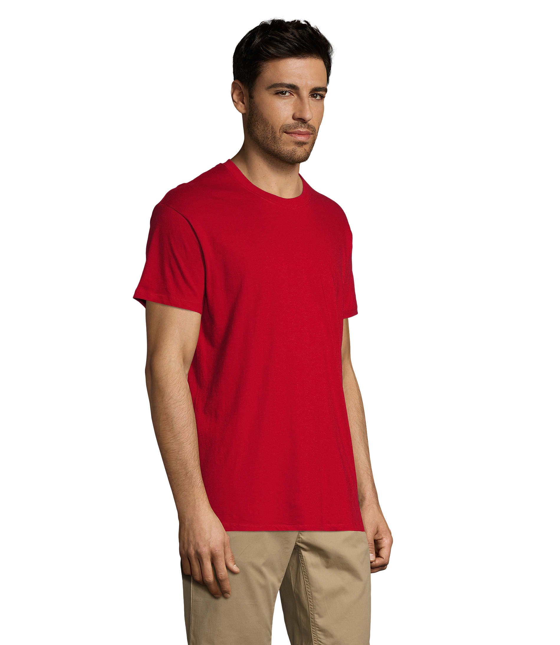 T-shirt unissexo de cor vermelho tango